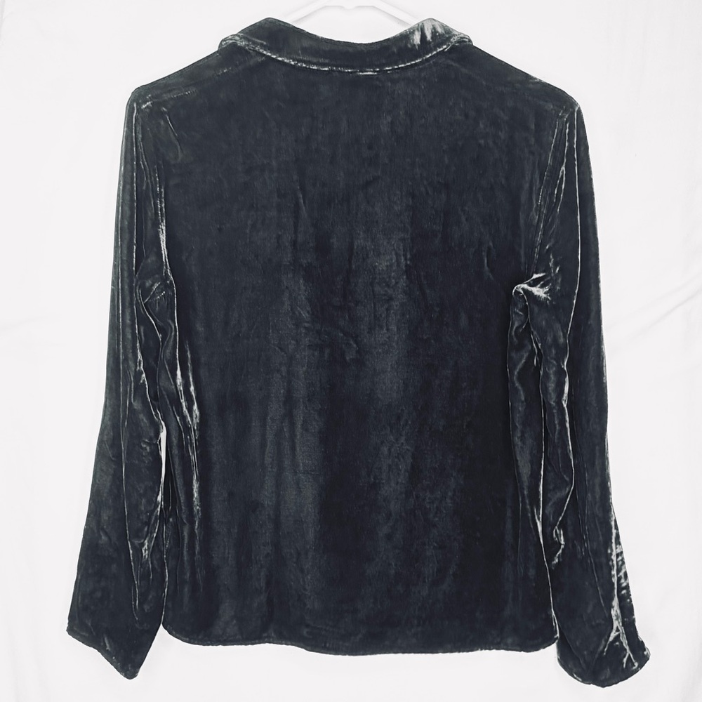 J.Jill Velvet Silk Blend Button Down Long Sleeve Shirt - Picture 4 of 6